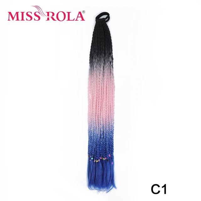 Synthetic Chignon Hair 60cm Hair Color Gradient Dirty Braided Ponytail Women Elastic Hair Rubber Band Hair Accessories Headband C1
