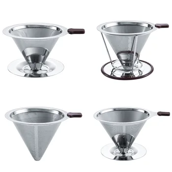 

Stainless Steel Coffee Filter, Reusable Coffee Filter Cone Coffee Dripper With Removable Cup Stand, Pour Over Coffee Maker