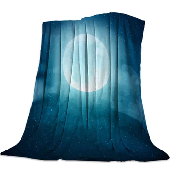 

The Midnight Moon Is Quiet And Beautiful Coral Fleece Fuzzy Blankets on Bed Throws Bedsheet for Kids Girls