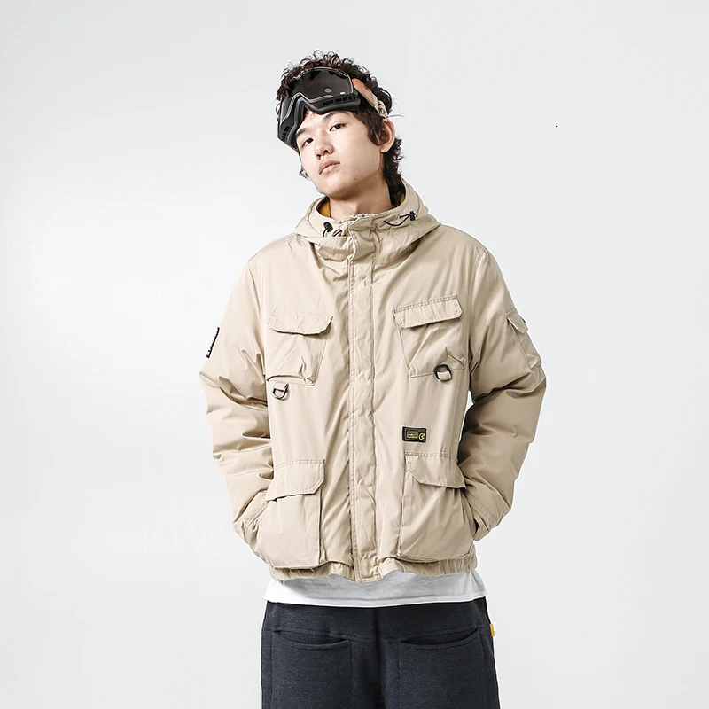 

2019 Autumn And Winter Men's New Casual Solid Color Pattern Printing Hooded Down Jacket Loose Temperament Trend Cotton