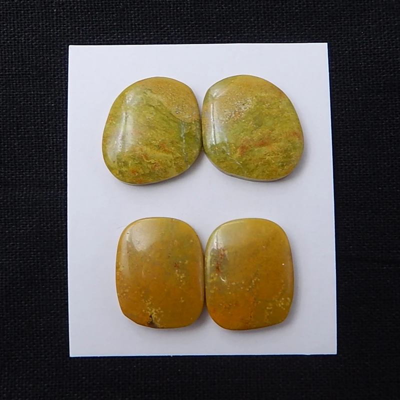 

SALE 2 Pairs Fashion Yellow Opal Cabochons Sets,22x20x4mm,22x18x4mm,13.3g natural stone cabochon set