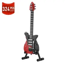

MOC Ideas Guitar Building Block Set Musical Instrument Toy Guitar Set Brick Model Rock Band Gift Toys for Children Xmas Gifts