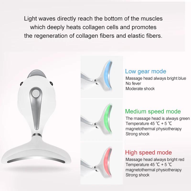 3 Colors Led Facial Neck Massager Led Photon Therapy Heating  Face Neck Wrinkle Removal Machine Reduce Double Chin Skin Lifting