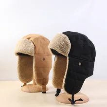 Шапки-бомберы женские зимние уличные утолщенные студенческие рукава защита ушей сохранение тепла для верховой езды ветрозащитная шапка из хлопка