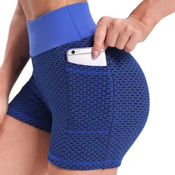 Scrunch butt lift shorts de fitness feminino anti celulite cintura alta bolso calças curtas elástico push up menina treino ginásio collants