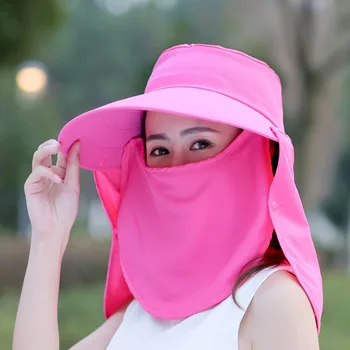 

Double Layer Women Sun Hat Fishing Cap Outdoor Hiking Hat Camping Visor Hat Protection Face Neck Cover Sun UV Protect Cap#Q36