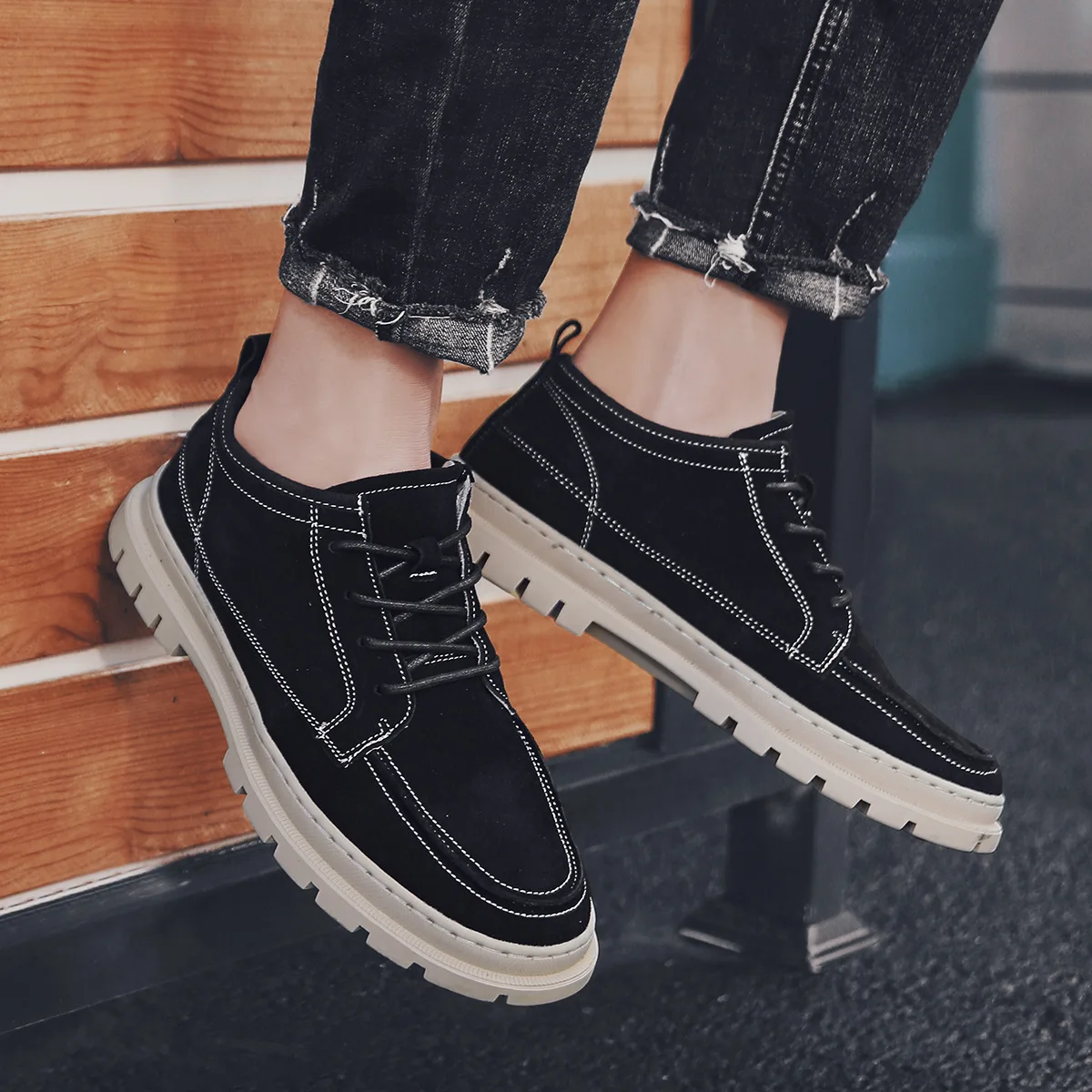 

MEN'S SHOES Spring Trendy Shoes 2020 New Style Mid-top Stylish Sneaker British Style Versatile Casual Shoe Martin Shoes Men's Fa