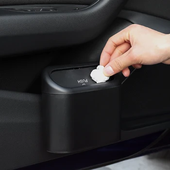

Car Interior Organizer Storage Box Black Rubbish Garbage Holder Car Trash Can Garbage Bin Universal Vehicle Storage Container