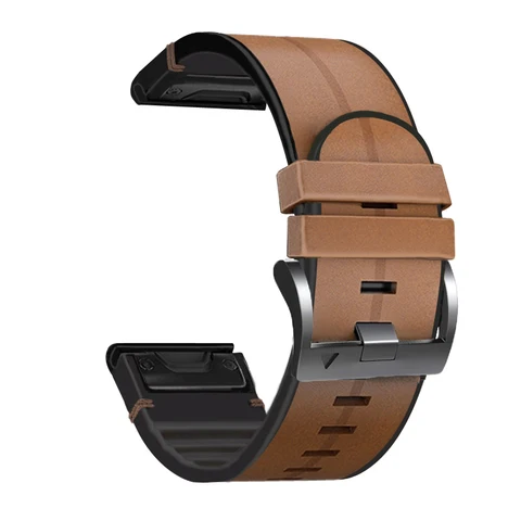 Genuine Leather+Silicone Bracelet Wrist For Garmin Quatix 5/3/instinct/D2 Charlie Smart Watch Band Strap Quick Fit Correa