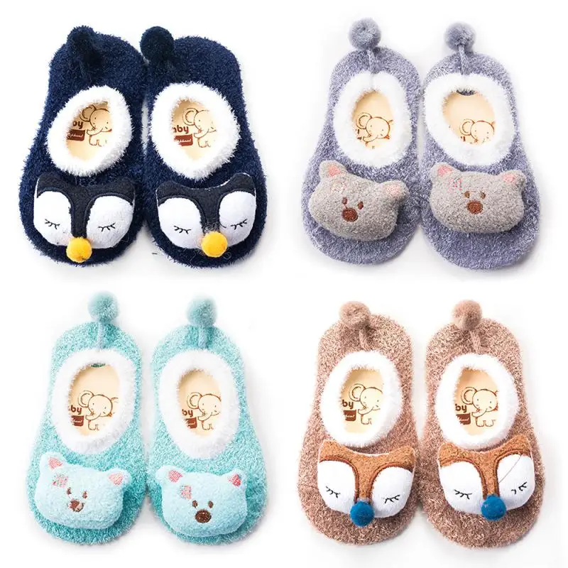 Милые Мультяшные Нескользящие хлопковые носки для маленьких девочек и мальчиков
