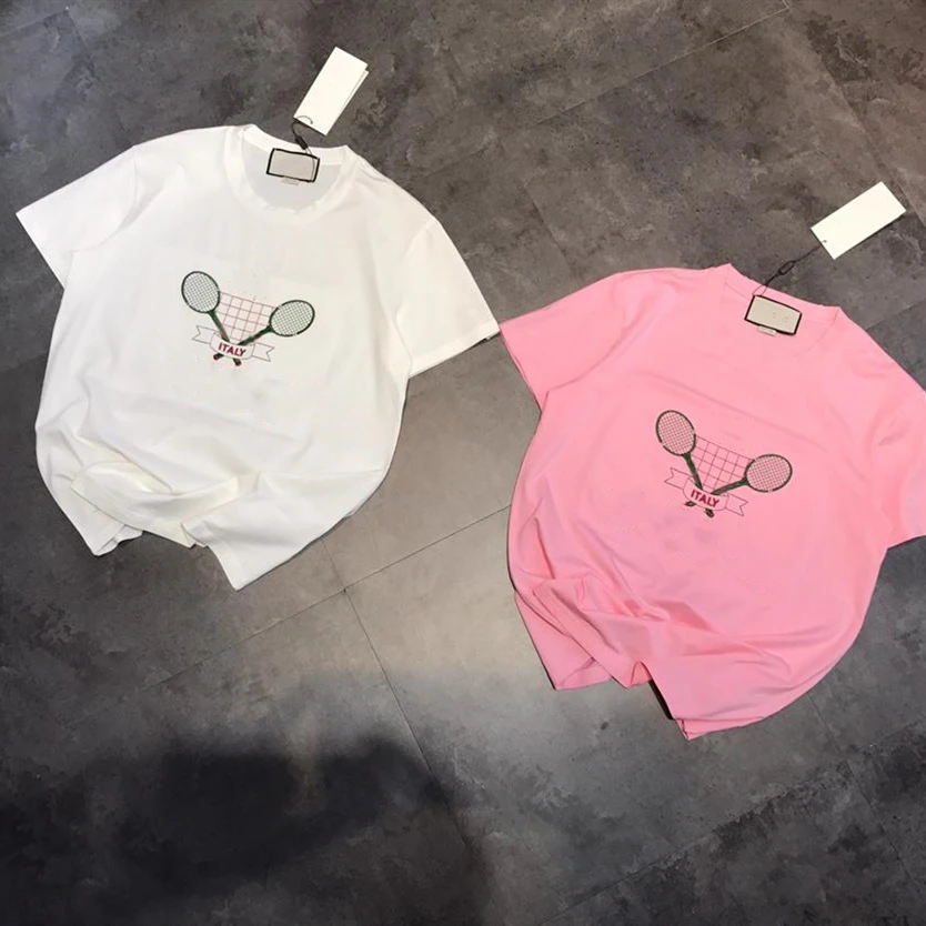 

Cotton Short Sleeve O-Neck T-Shirt Woman Man Geometric Embroidered Tees Tops High Quality Womens Clothing