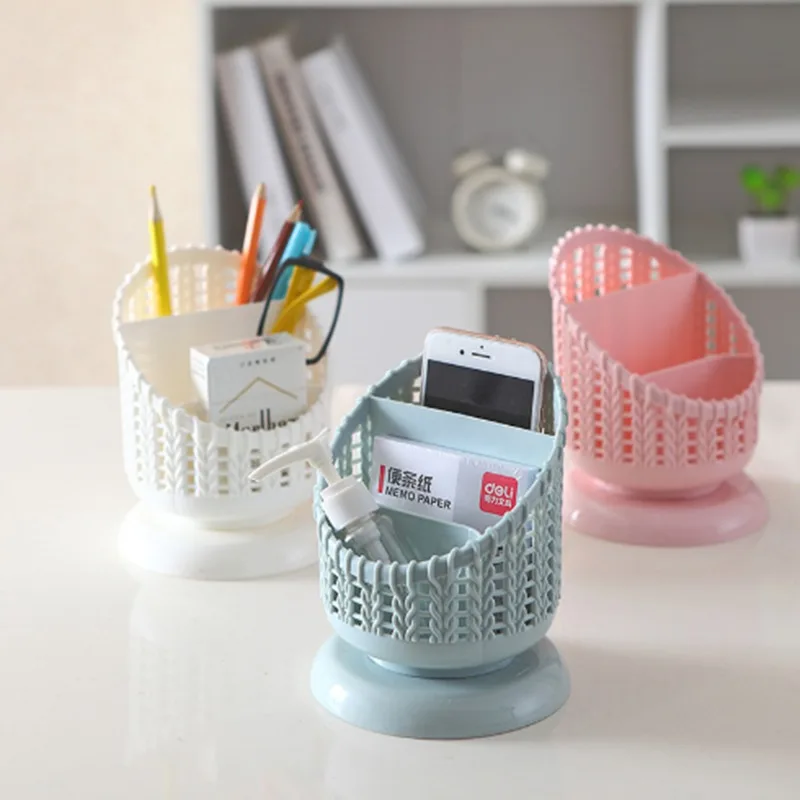 

Creative Imitation Rattan Hollow Plastic Pen Holder Student Desktop Storage Box Office Supplies Stationery Storage Basket