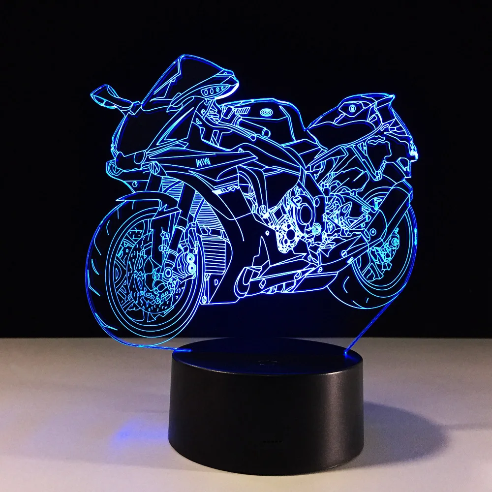  3D Lamp Motorcycle Rider 3d Fast & Furious 8 Novelty Motorcycle Table Lamp Night Lights Led Lampara - 32800778465