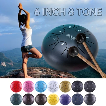 

6inch Tongue Drums Steel 8-Tone Hand Drums Empty Lotuses Drums Mini Steel Tongue Drum Percussion Instrument Muscial Instrument
