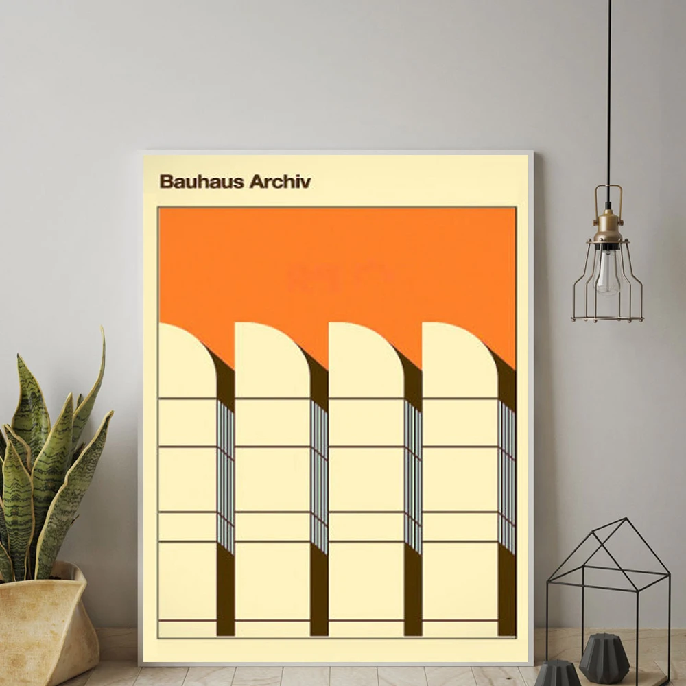 

Bauhaus Exhibition Poster Vintage Colorful Canvas Painting Retro Wall Pictures for Living Room Home Decor Decoration No Frame