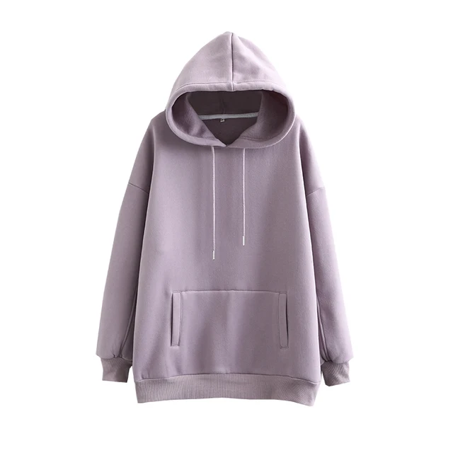Tangada Women couple sweatshirt fleece 100% cotton amygreen oversized hood hoodies sweatshirts plus size SD60 SD60-Grayish purple
