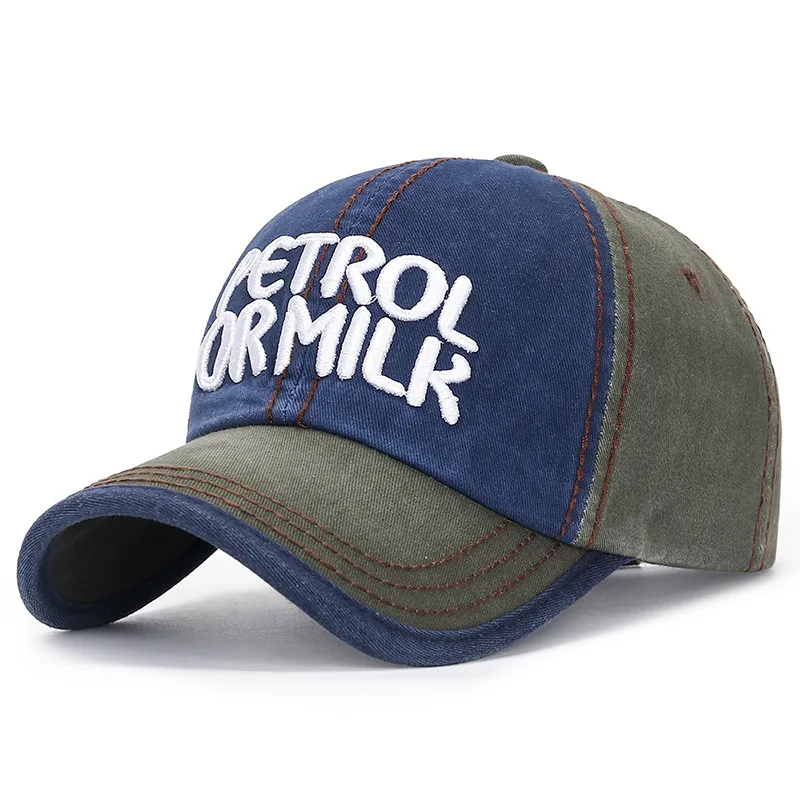 

Men Women Baseball Cap Letters 'PETROL OR MILK' Fashion Hip-Hop Hat Outdoor Casual Caps Couple Models Unisex Washed Retro Hats