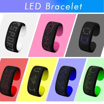 

LED Slap Bracelet Glowing Light up Wrist Band with Display Screen for Festival Party Bar Running Cycling Jogging