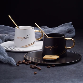 

Simple Nordic Coffee Mug Creative Ceramic with Spoon Handmade High-quality Unique Esspresso Cups Tazas Drinkware Kitchen DB60MK