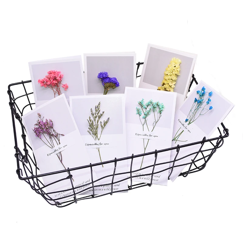 

Gypsophila Lavender Dried Real Flowers Kraft Paper Blessing Greeting Card Wedding Invitations Postcards Festival Decor