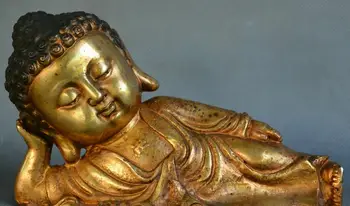 

Collect China Tibet Buddhism Bronze Gild carving sleep Shakya Mani Buddha Statue