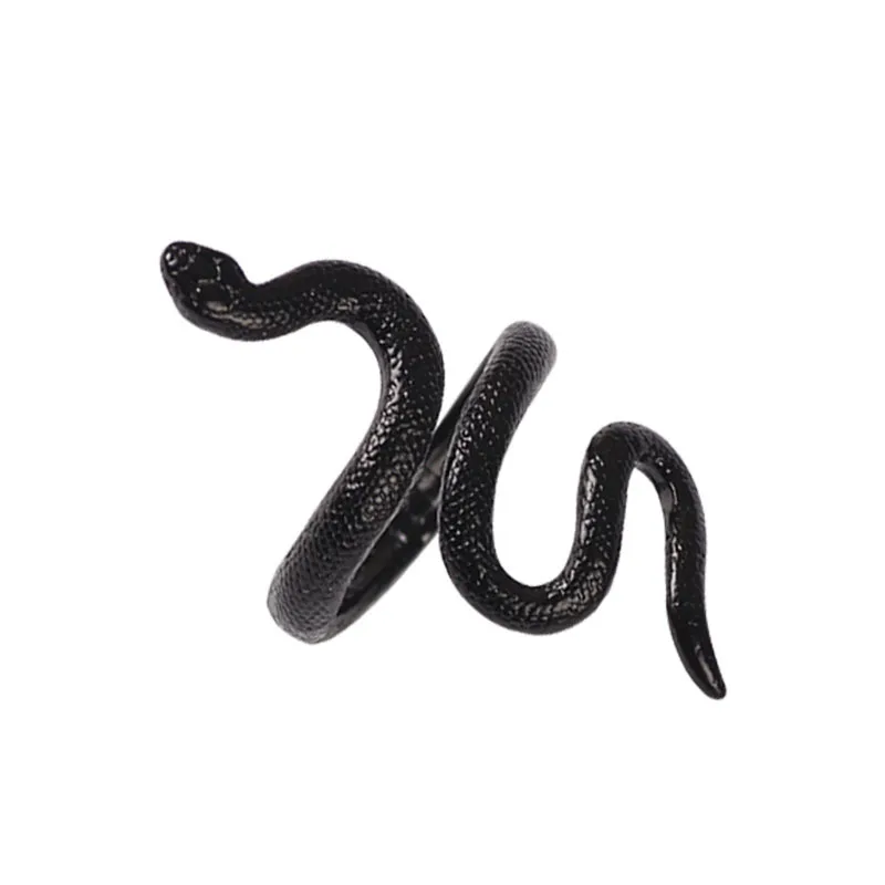 Anime Rings for Men Women Punk Goth Snake Ring Exaggerated Black Plated Gothic Adjustable Party Gift Jewelry Mujer Bijoux finger ring adjustable rings animal ring
