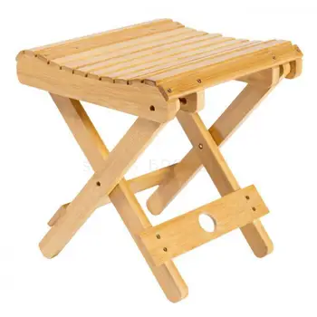

Small Bench Outdoor Portable Chair Wood Foldable Household Bamboo Fishing Metro Line-up Artifact Expansion Maza Travel