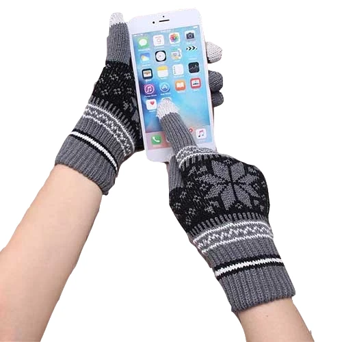 H Лидер продаж Модные Guantes для мужчин и женщин зимние теплые перчатки вязание снежинка шаблон полный палец перчатки и варежки Luvas - Цвет: Type 2