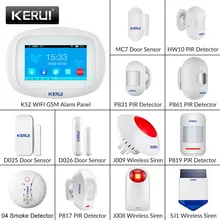 KERUI-sistema de alarma K52 DIY para el hogar, Detector de movimiento de seguridad con pantalla táctil grande de 4,3 pulgadas, WIFI, GSM, TFT