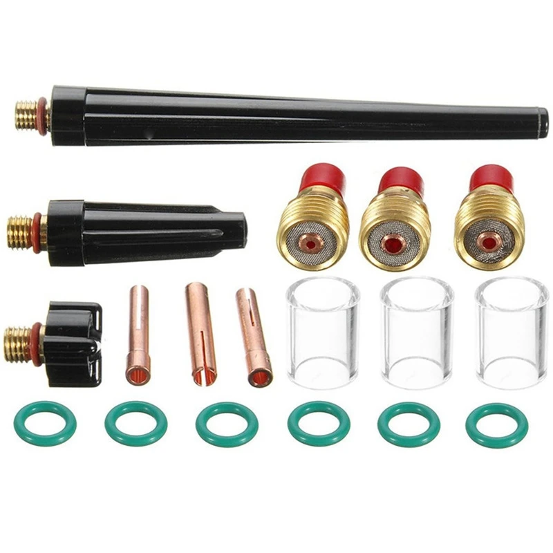 

18Pcs Tig Welding Torch Stubby Gas Lens Glass Nozzle Cup Kit For Wp-9/20/25 Tig Torch Welding Accessories