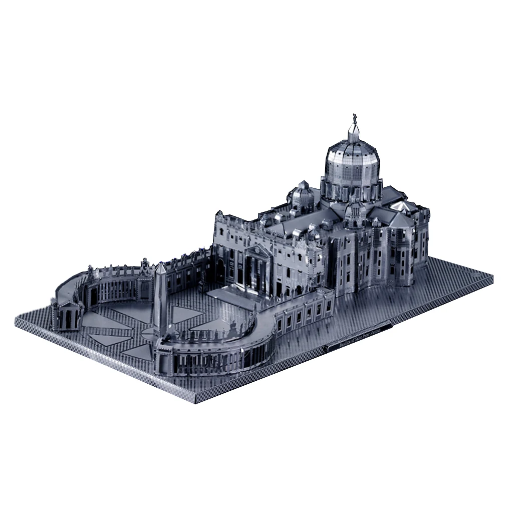 Silver St Peter's Basilica 3D Metal Model Kit DIY Toys - 3 Sheets, 81 Pieces