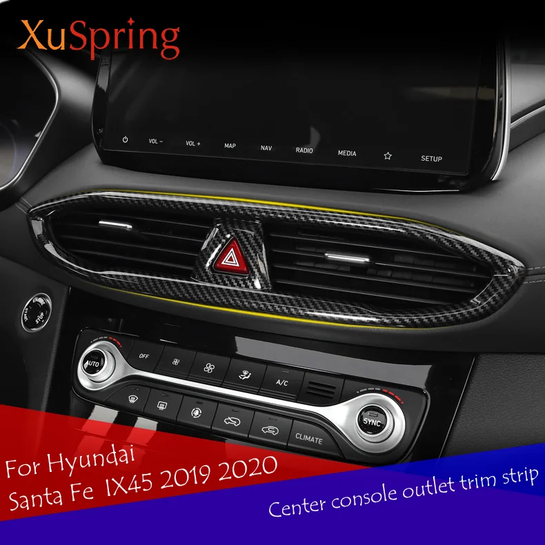 

Car Interior Central Control Dashboard Outlet Air Vent Cover Trim Panel Frame ABS Chrome For Hyundai Santa Fe IX45 4TH 2019 2020