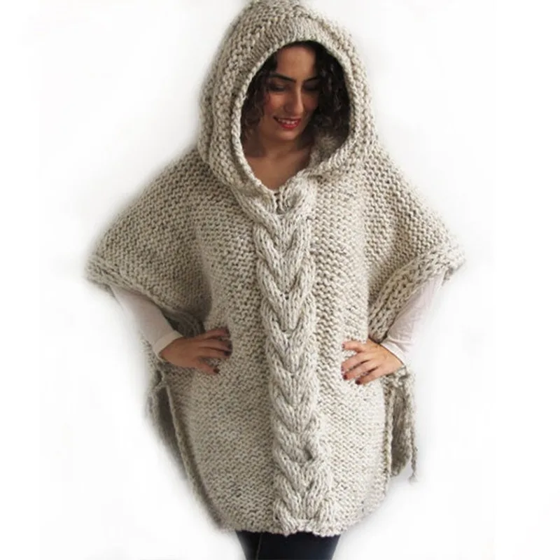 

European and American Sweaters Popular Autumn Winter Loose Knitted Hooded Top Keeps Warm Comfortable Long Sleeve Woman Clothes