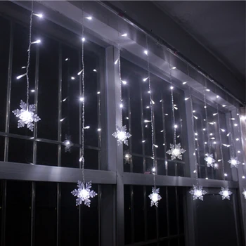 YIMIA 3 5M Snowflake LED Curtain Lights Icicle Fairy String Christmas Holiday Lights Garlands New Year