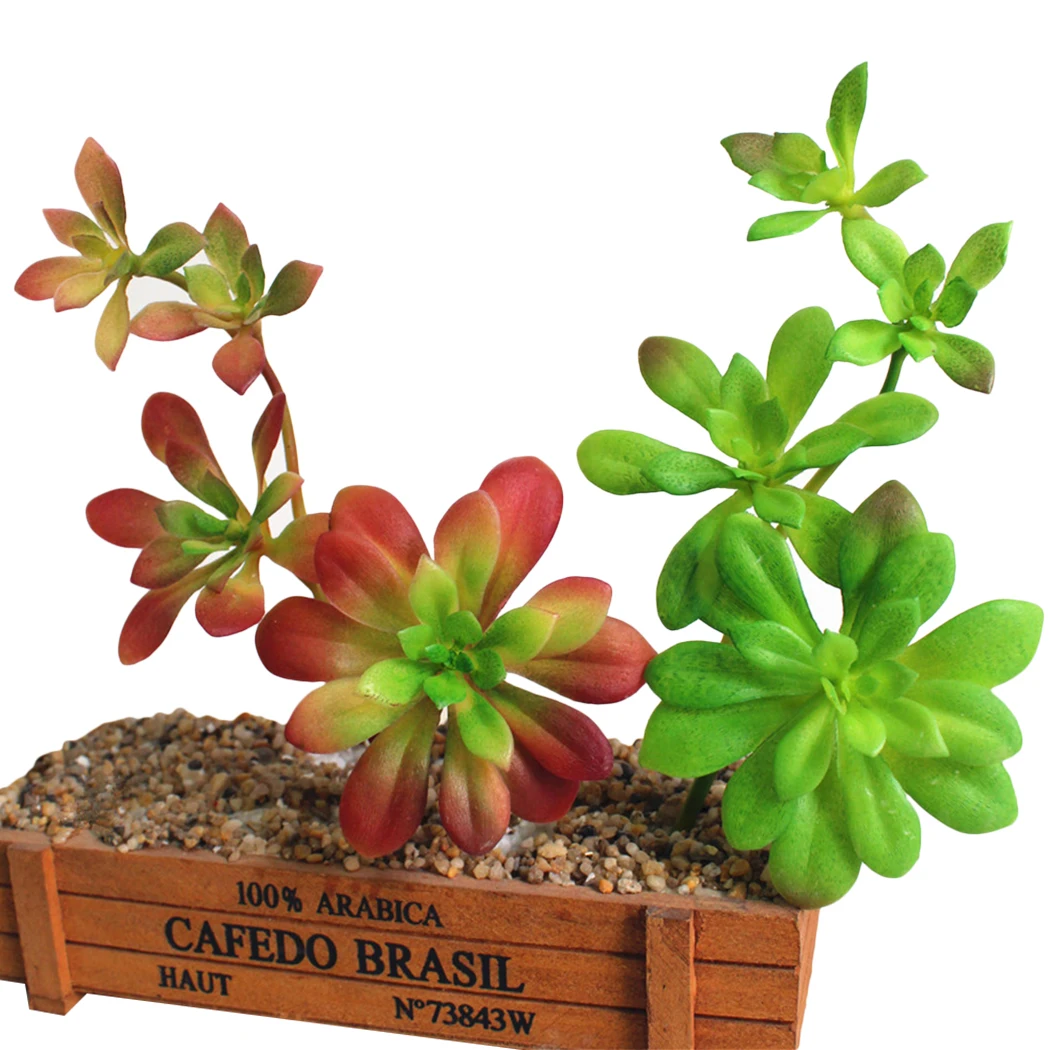 2pcs Green Flocking Artificial Succulents Plants Bonsai Desktop Fake Plants Valentine's Day Wedding Home Garden Decoration