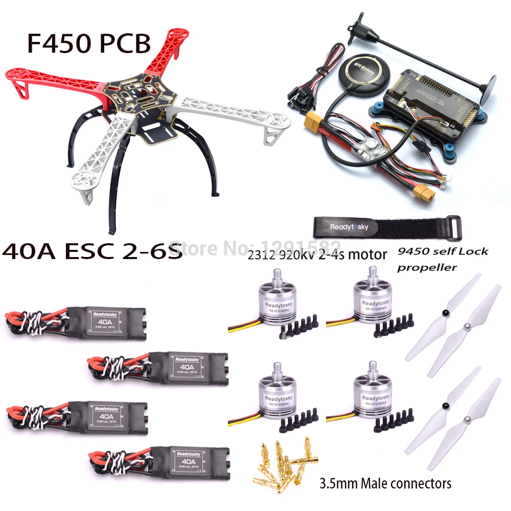 

Hot F450 PCB 450mm Quadcopter Frame Kit Naza M Lite Controller board / APM2.8 M8N GPS 2312 920kv motor 40A ESC 2-6S OPTO