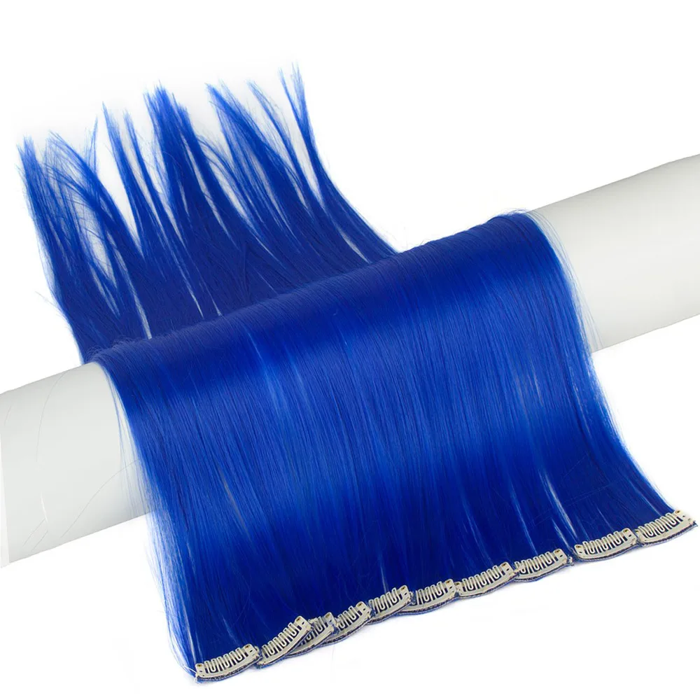 AIYEE Hair Extensions Pure RainBow Hairpiece Clip In Hair Piece Synthetic Long Straight Ombre Pink Red Rainbow Hair Piece