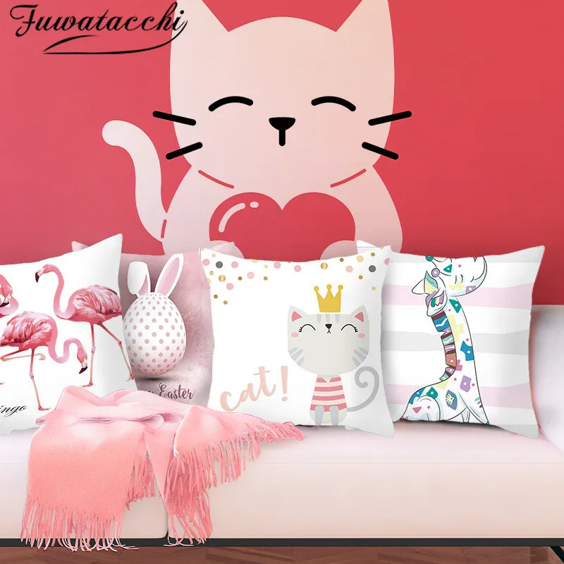 

Fuwatacchi Cute Pink Style Cushion Covers Animal Pattern Throw Pillow Covers Pillowcase for Home Sofa and Car Decorative Pillows