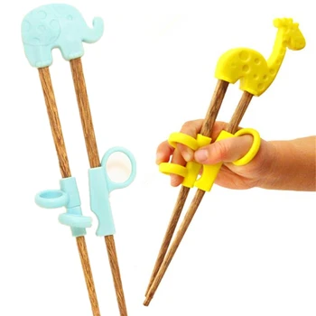 

1Pairs Children Chopsticks For Kids Baby Wooden Cartoon Learning Reusable Training Helper Chopsticks Home Baby Products