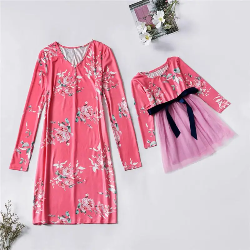C0490 Color 6 Осенние платья для мамы и дочки одежда для мамы и дочки платье в горошек с длинными рукавами и кукольным воротником платье для мамы и дочки C0545 - Цвет: C0490 Color 6