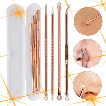 

4X Blackhead Extractor De Cravo Rose Gold Dots Cleaner Acne Blemish Remover Needles Set Black Spots Pore Cleanser Tools Makeup