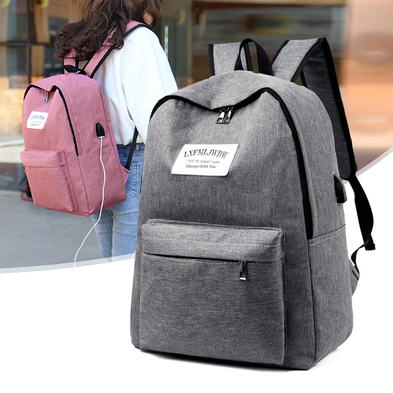 

19 New Style Korean-style Backpack USB Waterproof Computer Backpack College Style Casual Student Backpack