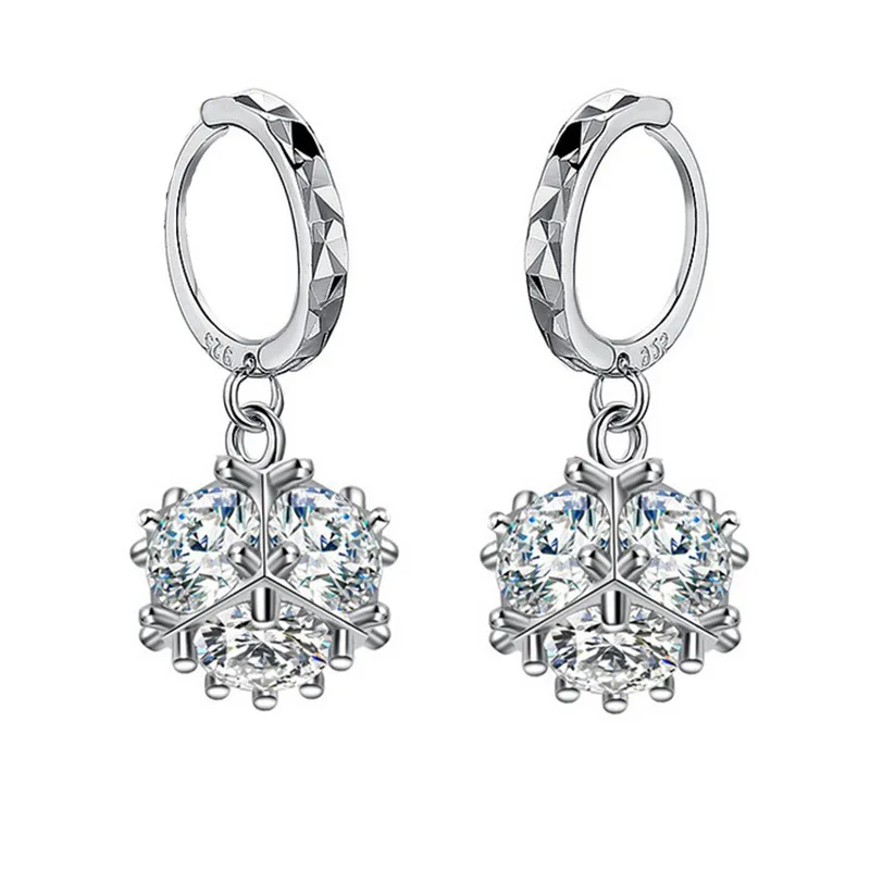 Серьги из драгоценных камней для женщин, серебро 925, ювелирное изделие, снежинка, корейский стиль, ушные капли, женский новогодний подарок, для свиданий, вечерние