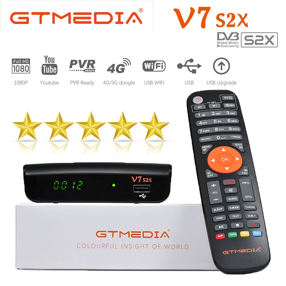 Спутниковый ресивер GTMEDIA V7S2X HD 1080P поддержка DVB S/S2/S2X AVS + VCM/ACM/multi stream/T2MI BISS Обновление от V7S HD|Спутниковое ТВ| |
