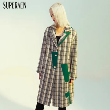 

SuperAen Fashion Europe Trench Coat for Women Autumn and Winter New 2019 Ladies Windbreaker Irregular Casual Women Clothing