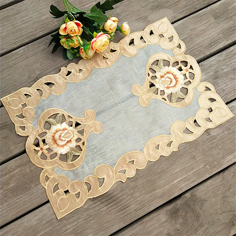 Super Gold Hollow Embroidery Placemat Cup Mug Tea Coffee Pan Coaster Kitchen Dining Table Place Mat Lace Doily Wedding Drink Pad | Дом и сад
