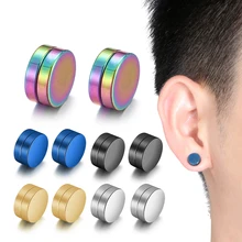 1Pc New Trendy Unisex Magnetic Fake Earring Studs No Piercing Crystal Round Shape Men Women Stimulating Acupoints 6/8/10/12MM