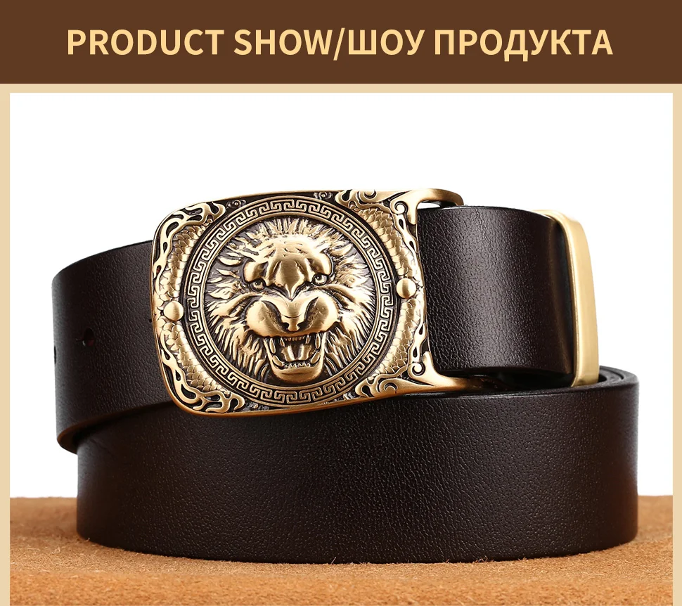 Мужские Винтажные ремни из коровьей кожи с тигровой гладкой пряжкой из натуральной кожи ремень 38 мм для мужчин подарок