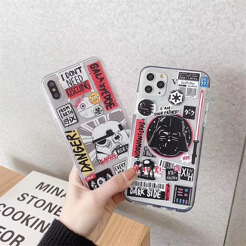 INS hot Graffiti label Transparent phone Case For iPhone 11 Pro Xs MAX XR X 7 8 Plus shockproof bumper Clear soft silicon Cover | Мобильные