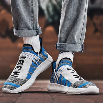 

New Arrival Design Mesh Breathable Casual Shoes Men Lace Up Non-slip Men Low Sneakers Men Light Weigh Adult Male Shoes Zapatos